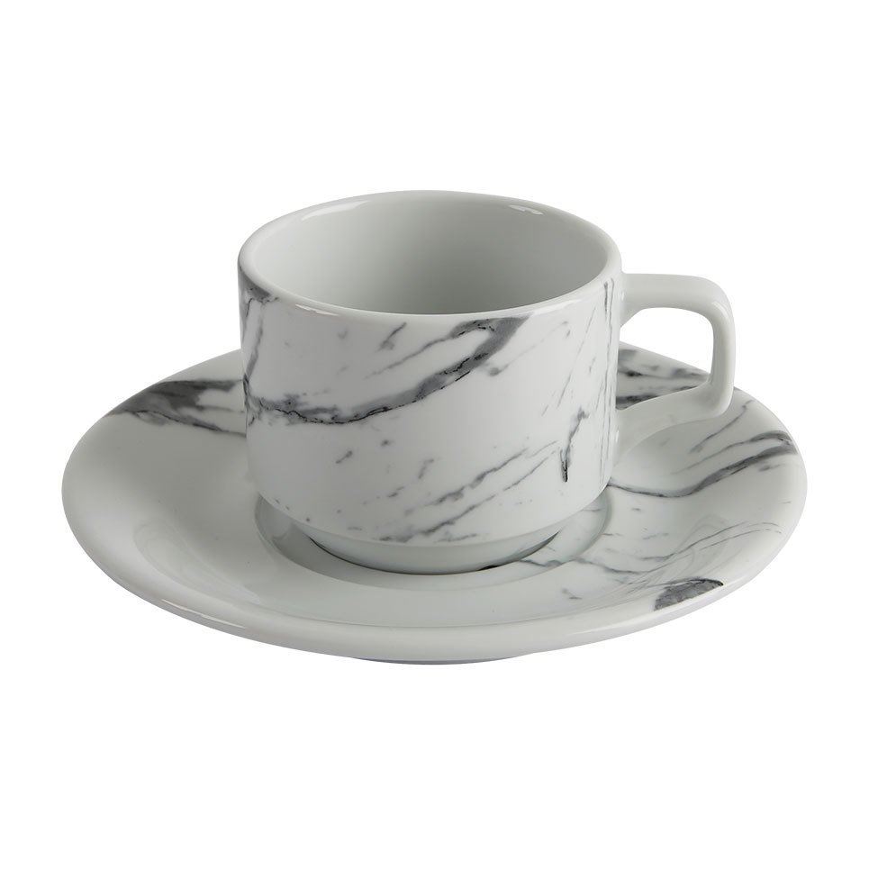 Marbly Porcelain Tea Cup Set 140 cc A+P