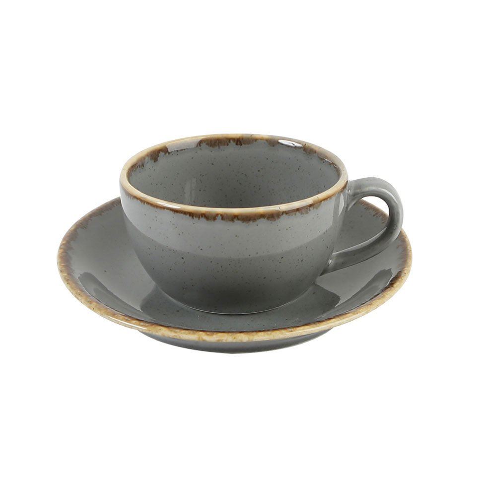 Porselen Koyu Gri Çay Fincan Takımı
