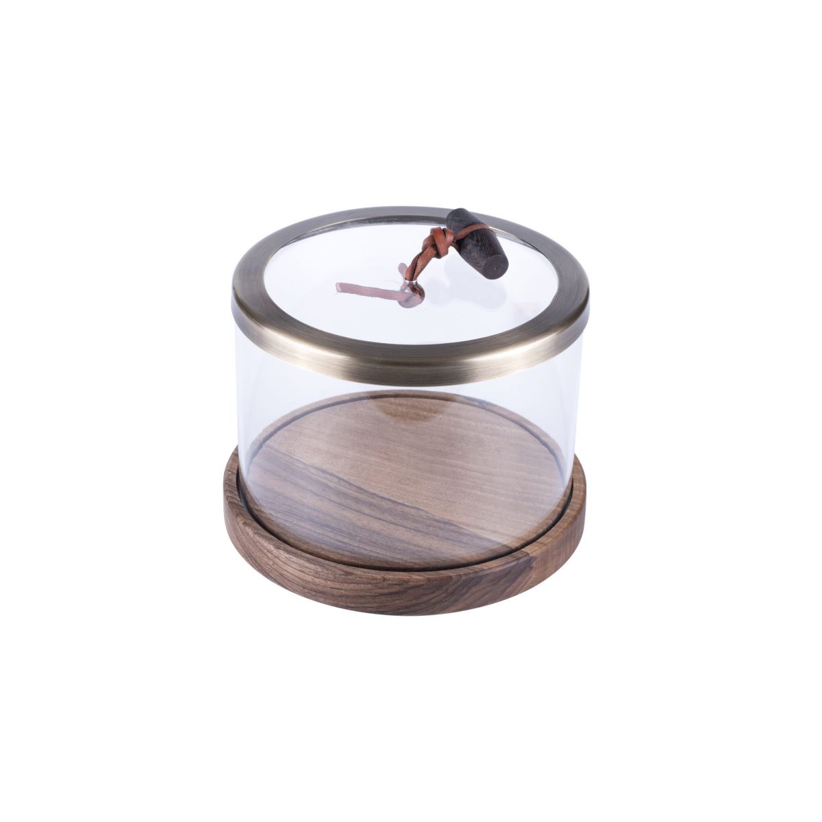 W05030420 Round Amenity Box Copper Detail Walnut